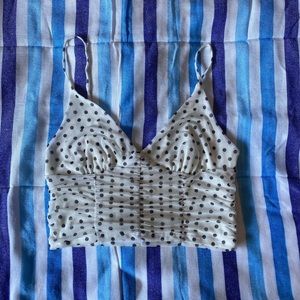 Urban Outfitters polka-dot cami. UO Moonbeam Ruched Mesh Cami. Best first s-m.